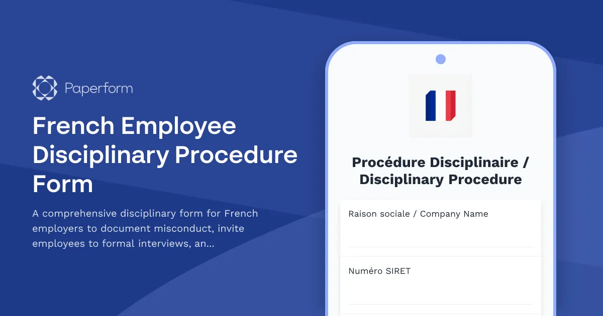 French Employee Disciplinary Procedure Form
