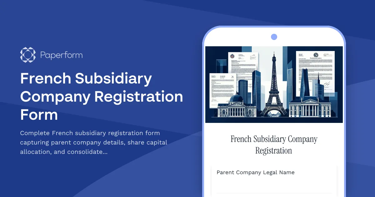 French Subsidiary Company Registration Form