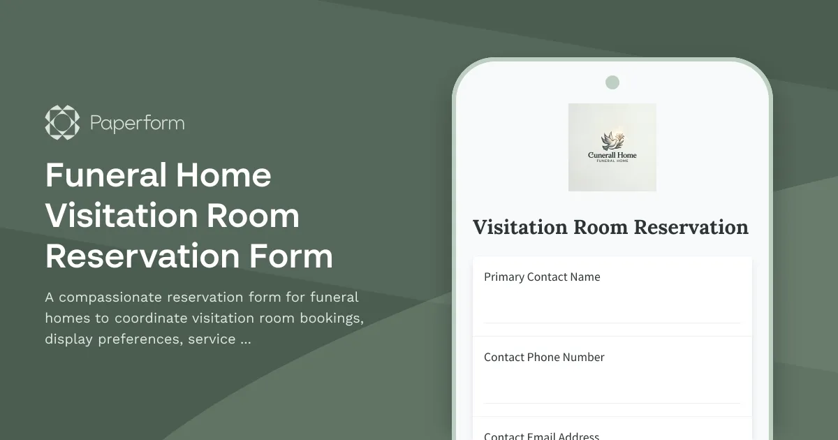 Funeral Home Visitation Room Reservation Form
