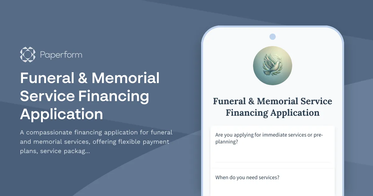 Funeral & Memorial Service Financing Application