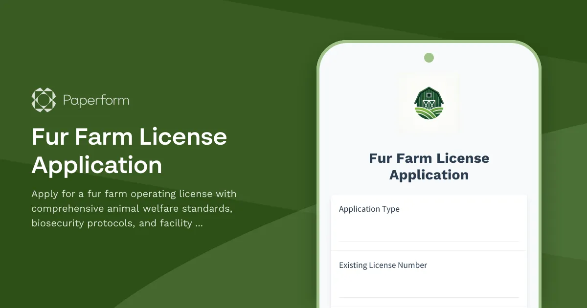 Fur Farm License Application