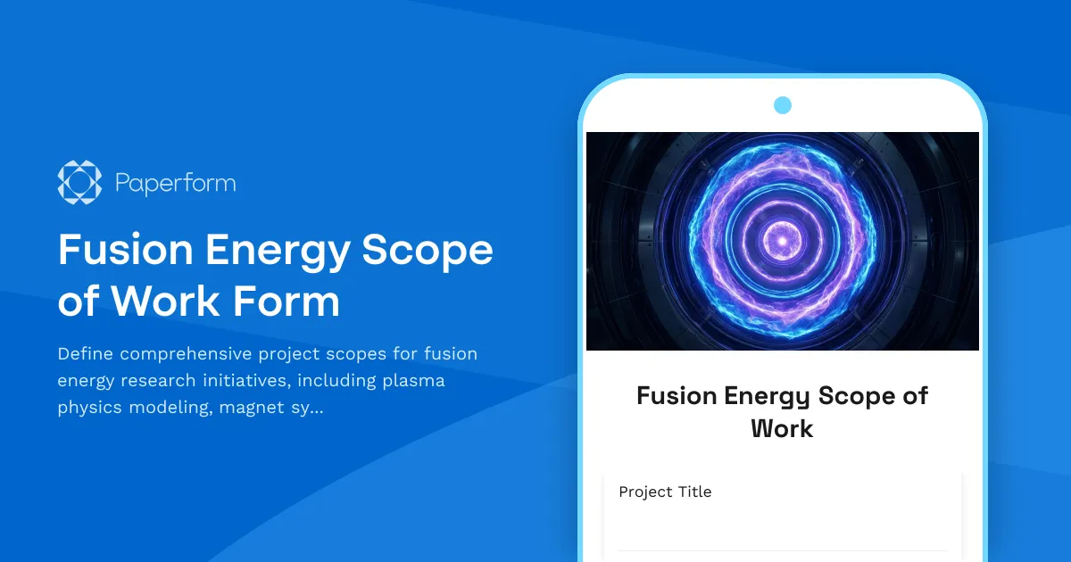 Fusion Energy Scope of Work Form