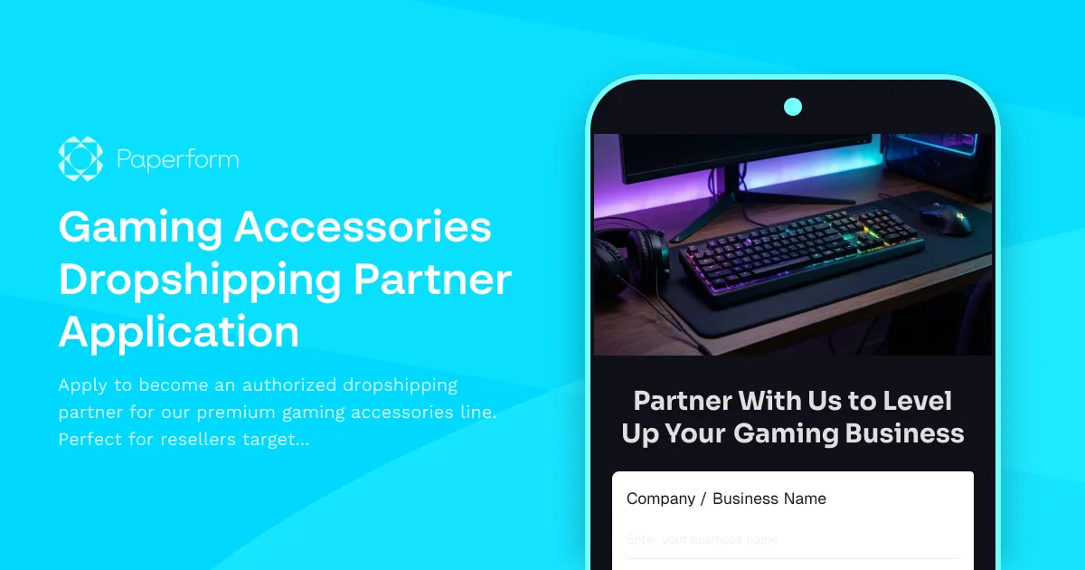 Gaming Accessories Dropshipping Partner Application