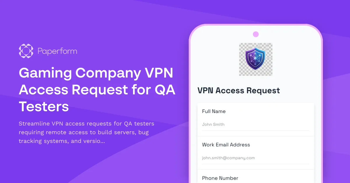 Gaming Company VPN Access Request for QA Testers