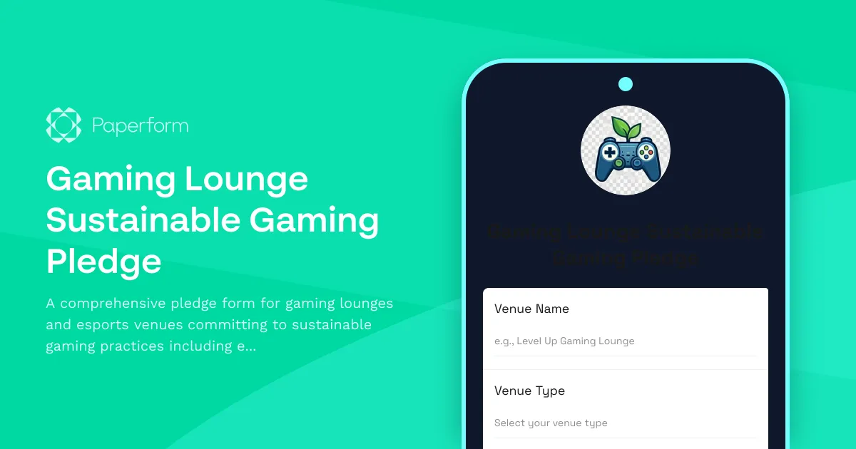 Gaming Lounge Sustainable Gaming Pledge