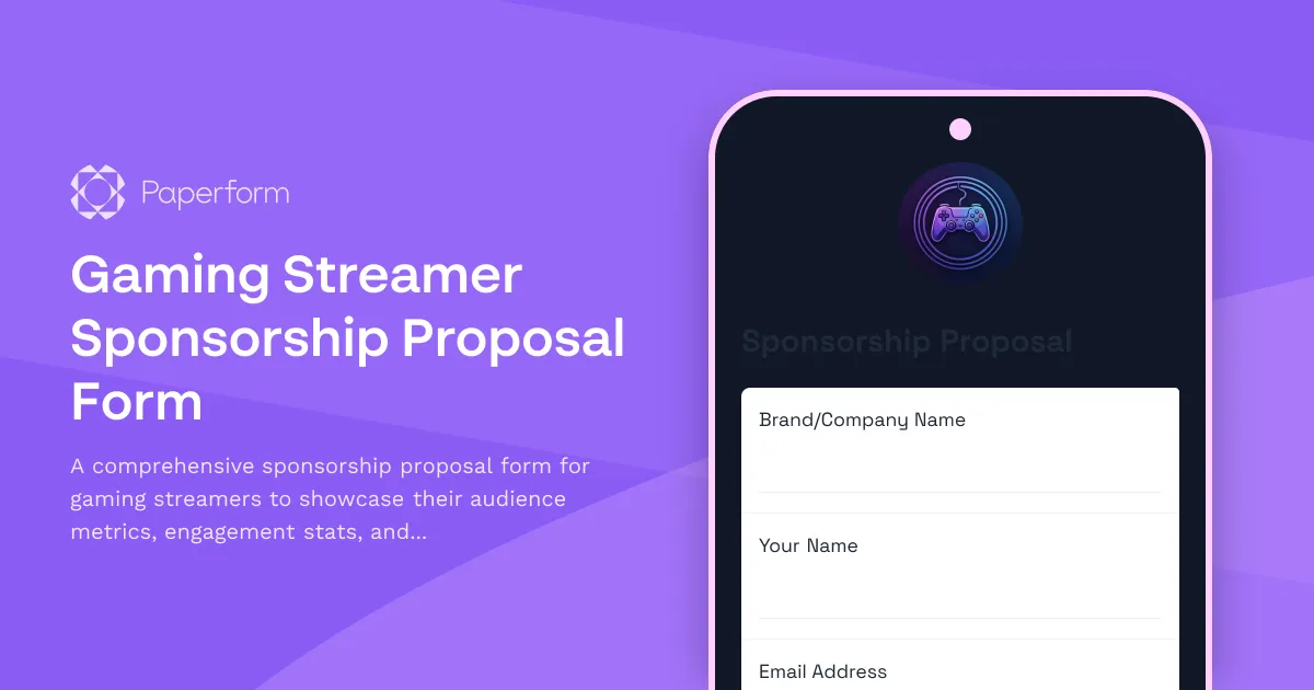 Gaming Streamer Sponsorship Proposal Form
