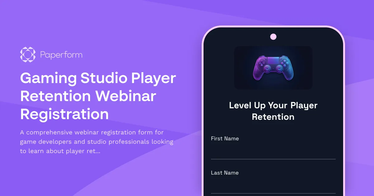 Gaming Studio Player Retention Webinar Registration