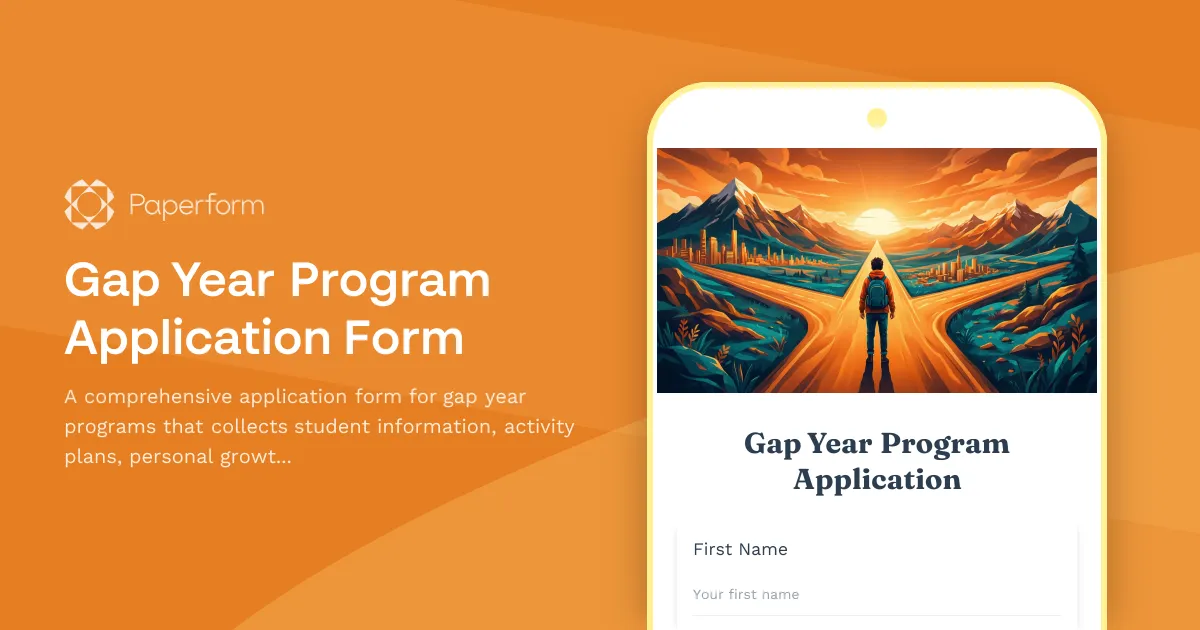Gap Year Program Application Form