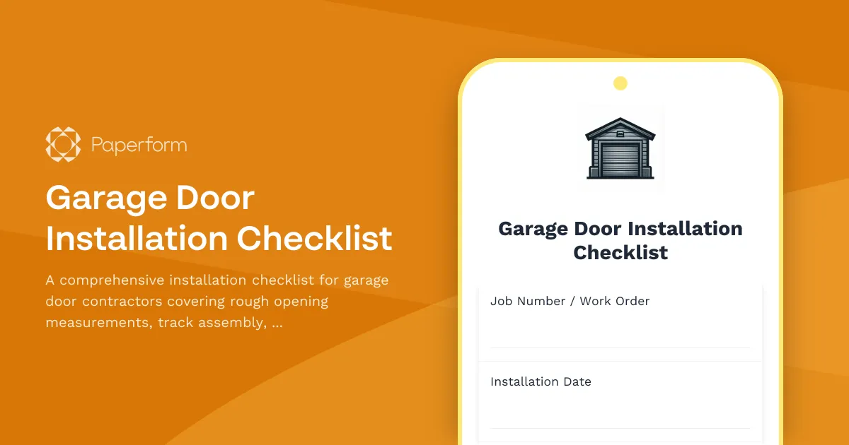 Garage Door Installation Checklist