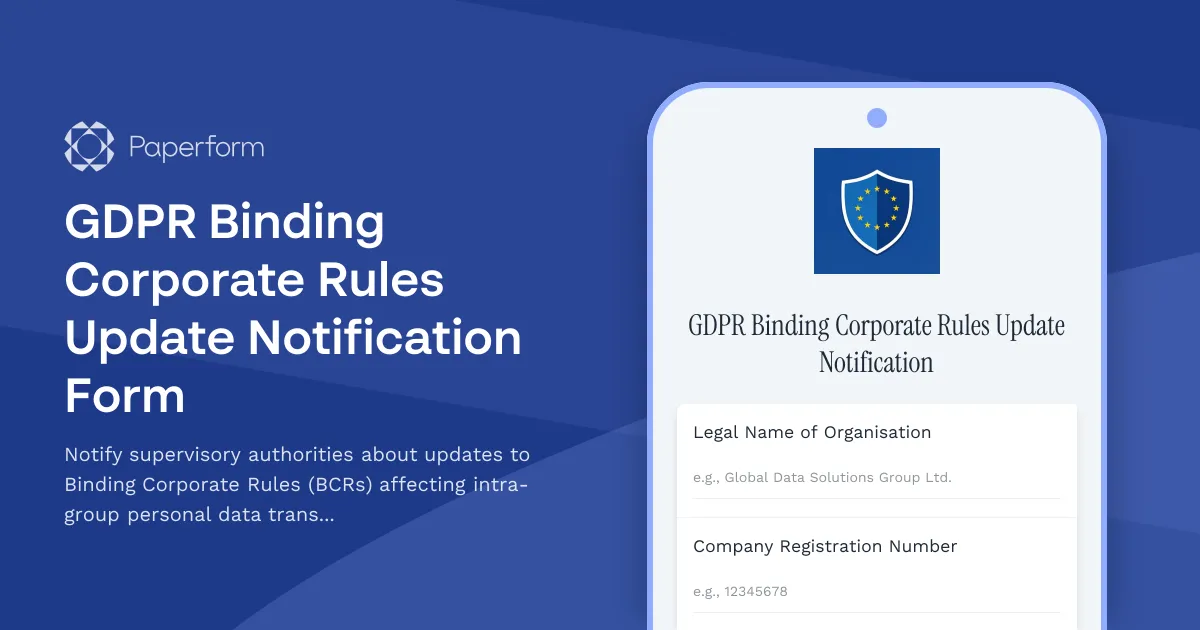 GDPR Binding Corporate Rules Update Notification Form