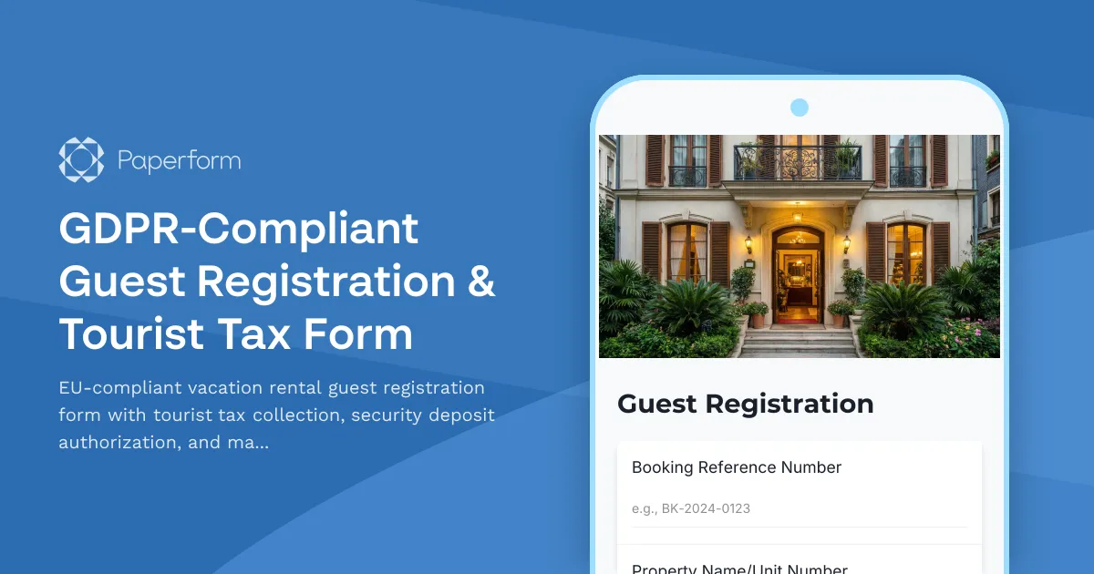 GDPR-Compliant Guest Registration & Tourist Tax Form