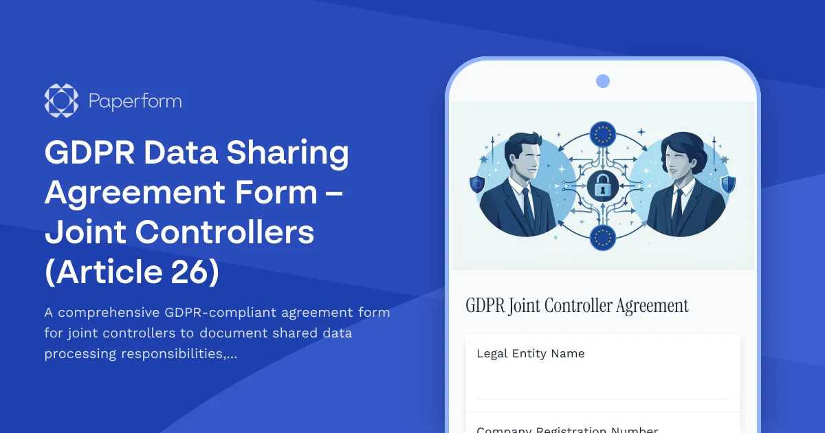 GDPR Data Sharing Agreement Form – Joint Controllers (Article 26)