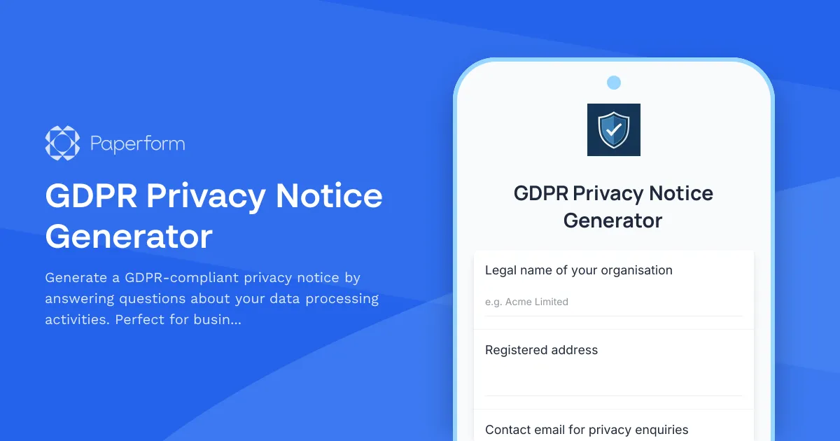 GDPR Privacy Notice Generator