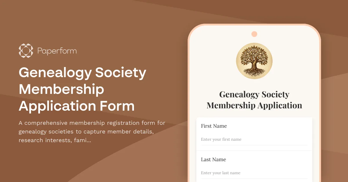 Genealogy Society Membership Application Form