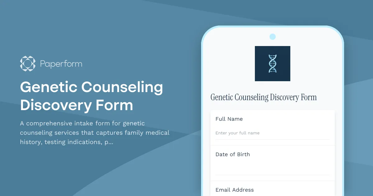 Genetic Counseling Discovery Form