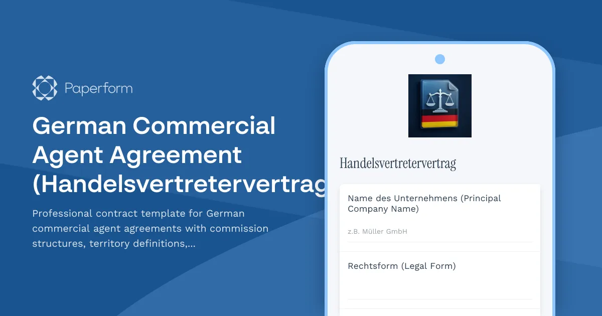 German Commercial Agent Agreement (Handelsvertretervertrag)