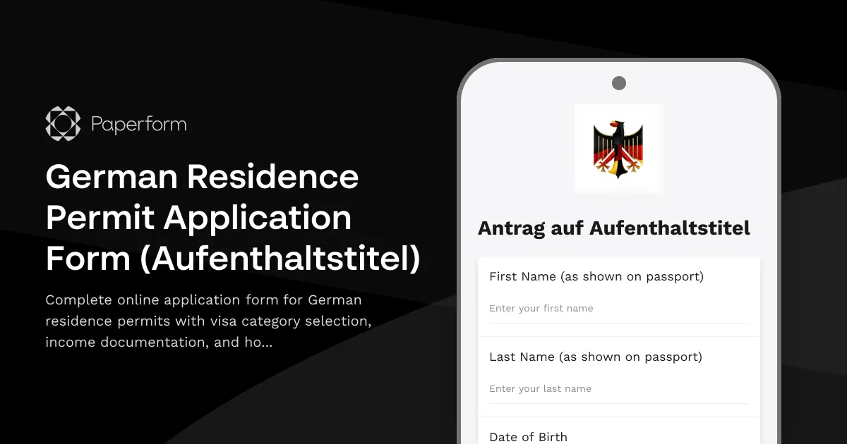 German Residence Permit Application Form (Aufenthaltstitel)