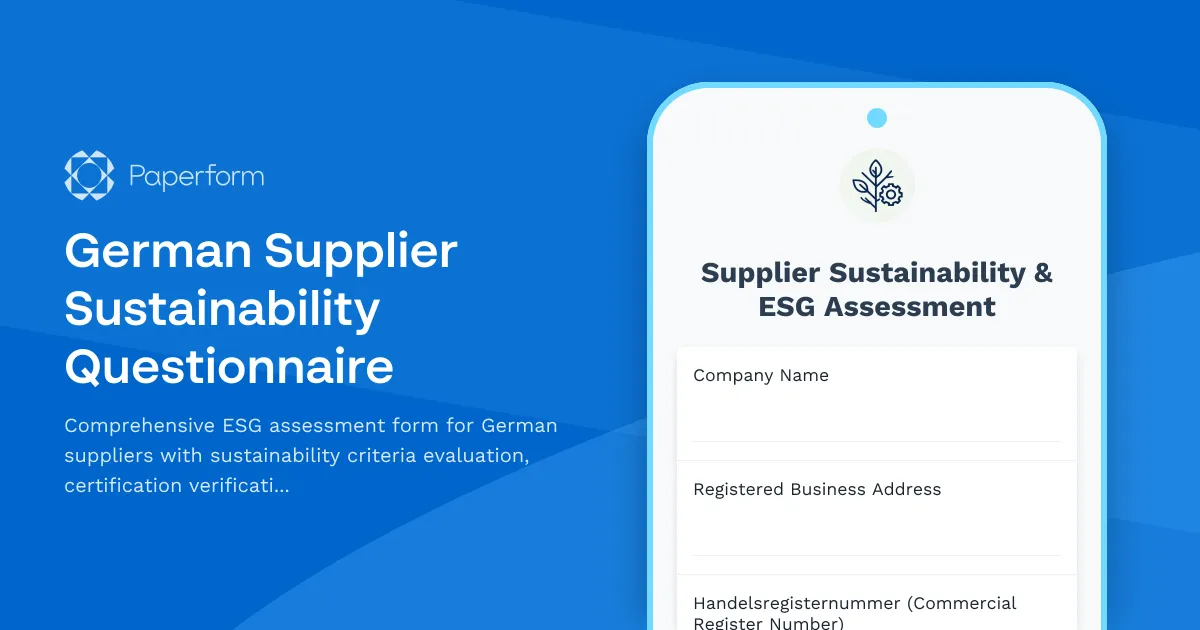 German Supplier Sustainability Questionnaire