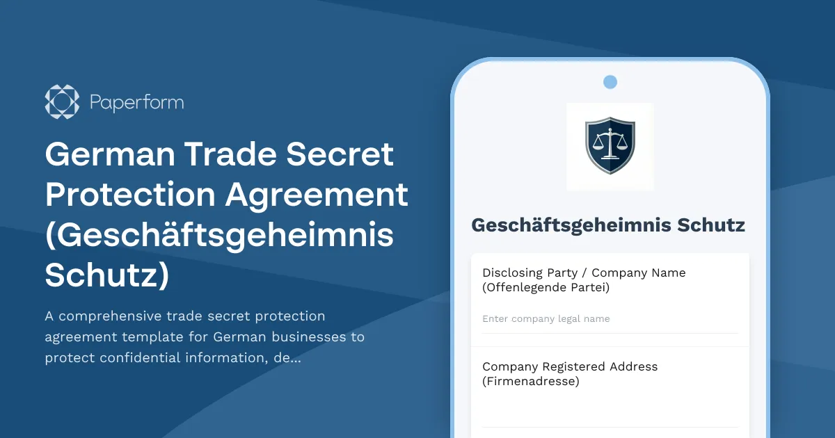 German Trade Secret Protection Agreement (Geschäftsgeheimnis Schutz)