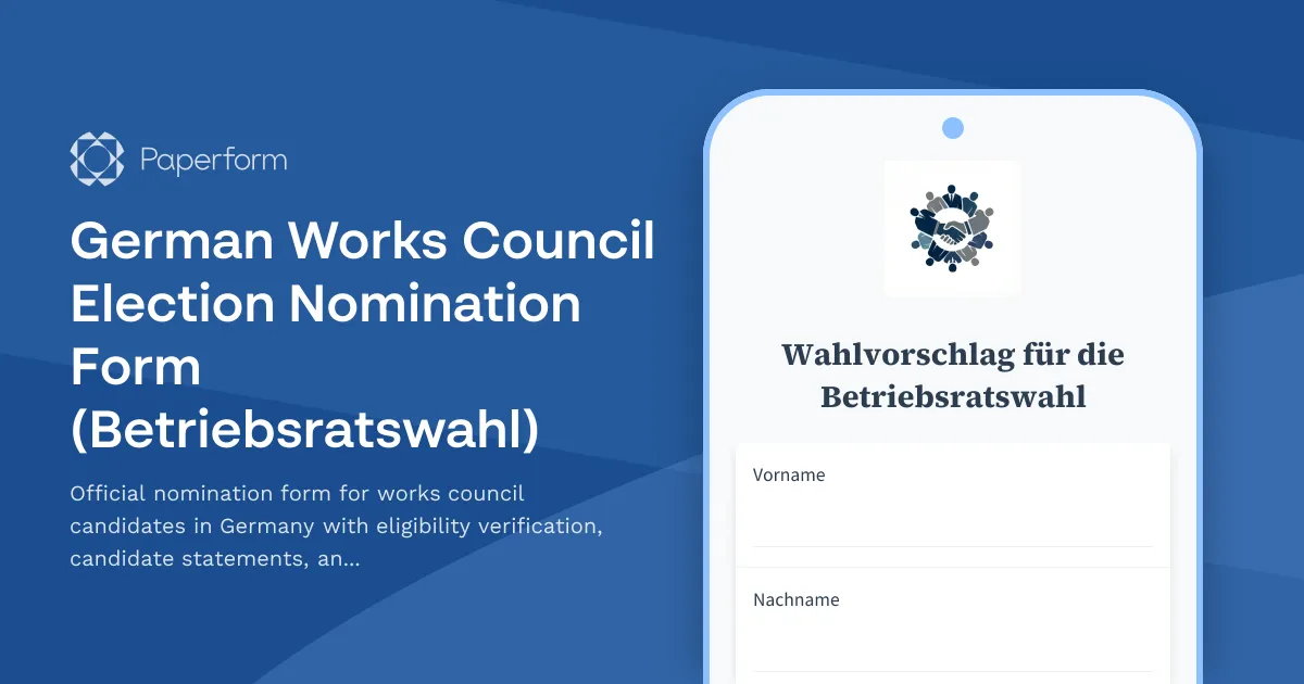 German Works Council Election Nomination Form (Betriebsratswahl)