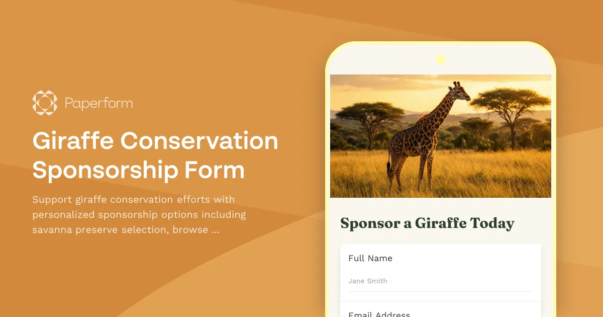 Giraffe Conservation Sponsorship Form