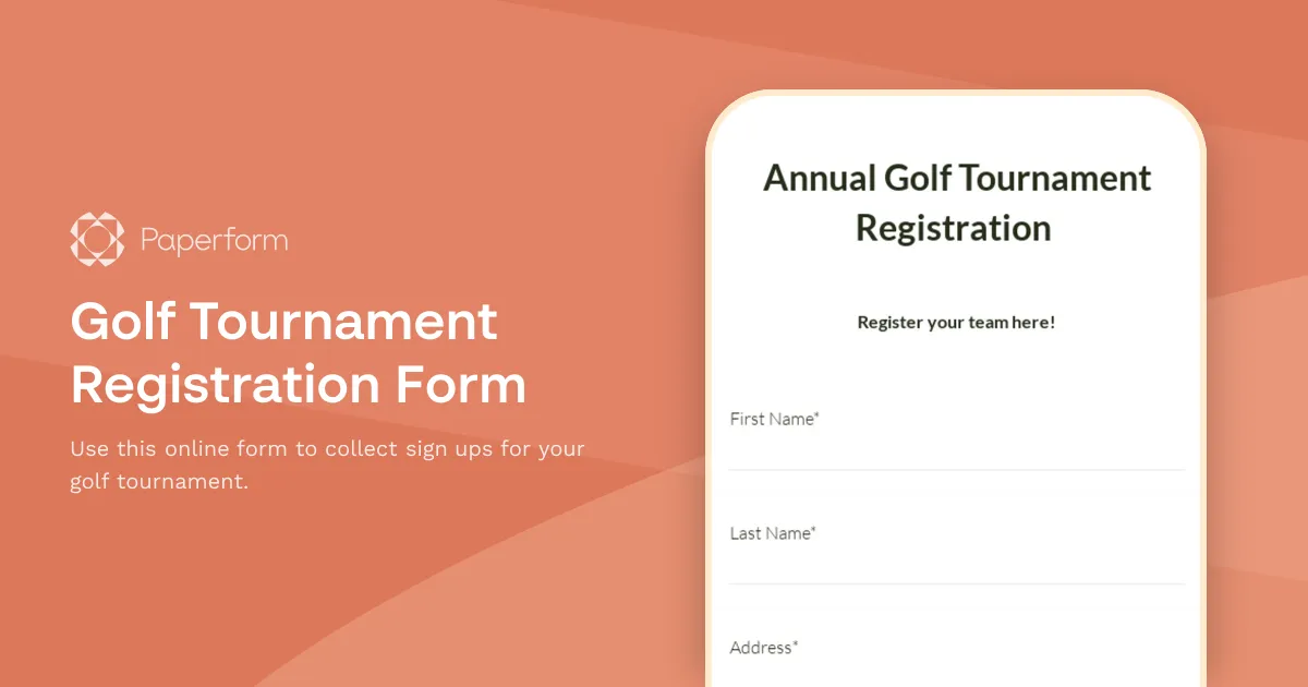Golf Tournament Registration Form