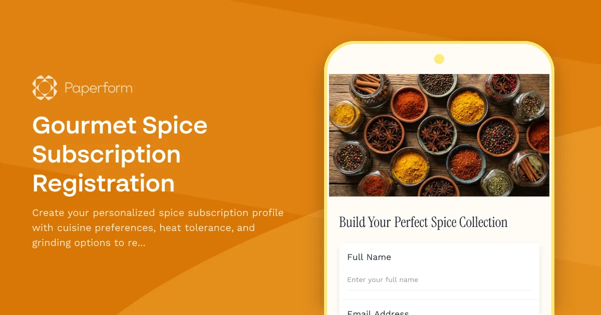 Gourmet Spice Subscription Registration