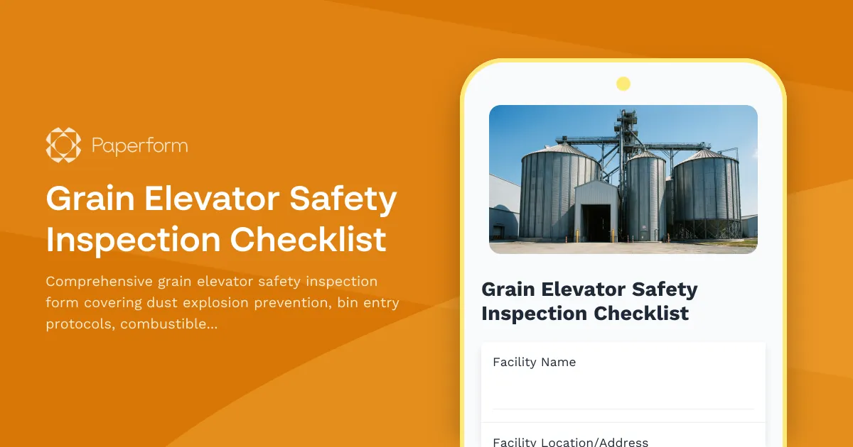 Grain Elevator Safety Inspection Checklist