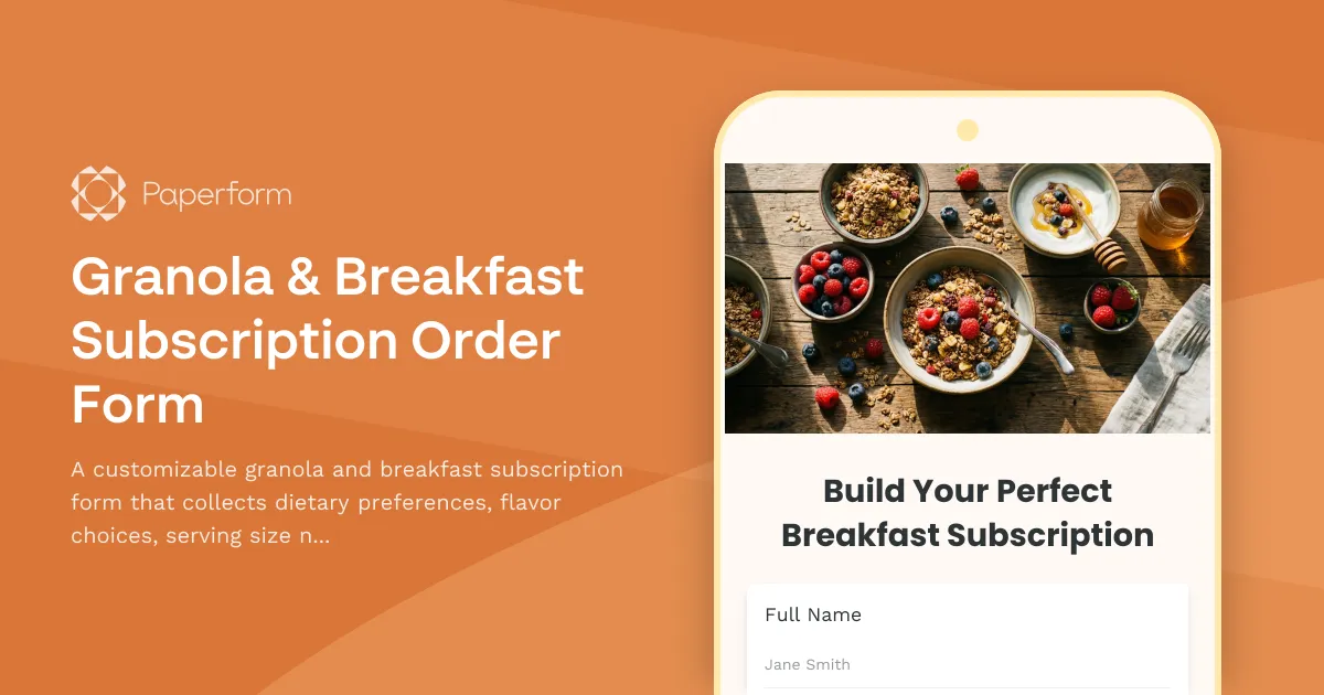 Granola & Breakfast Subscription Order Form