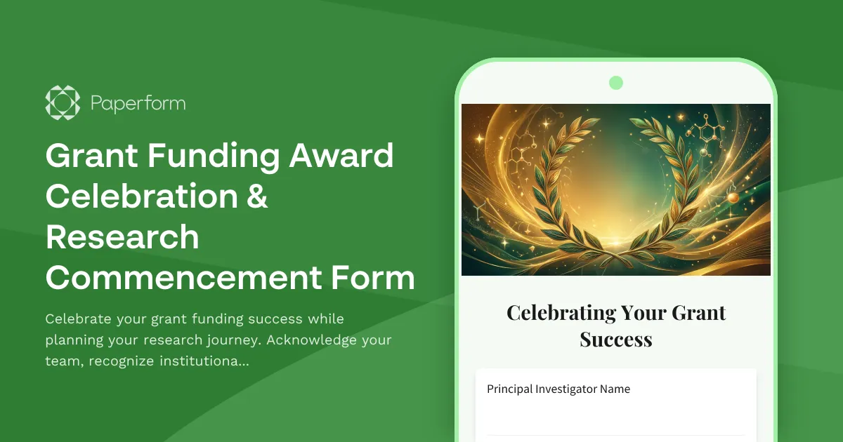 Grant Funding Award Celebration & Research Commencement Form