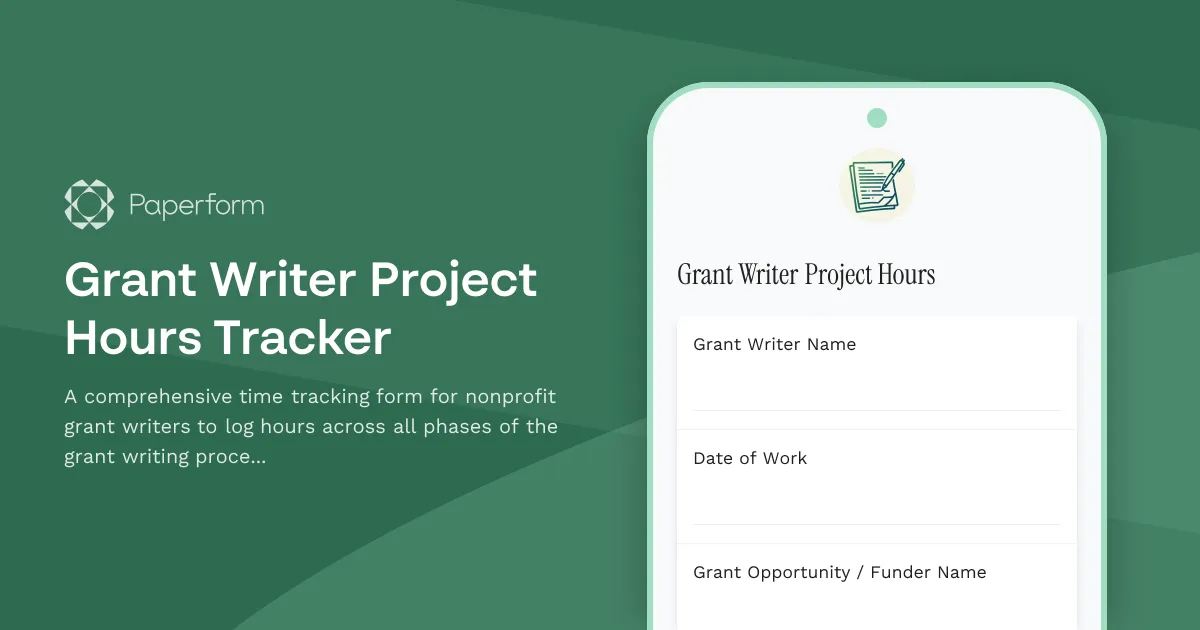 Grant Writer Project Hours Tracker