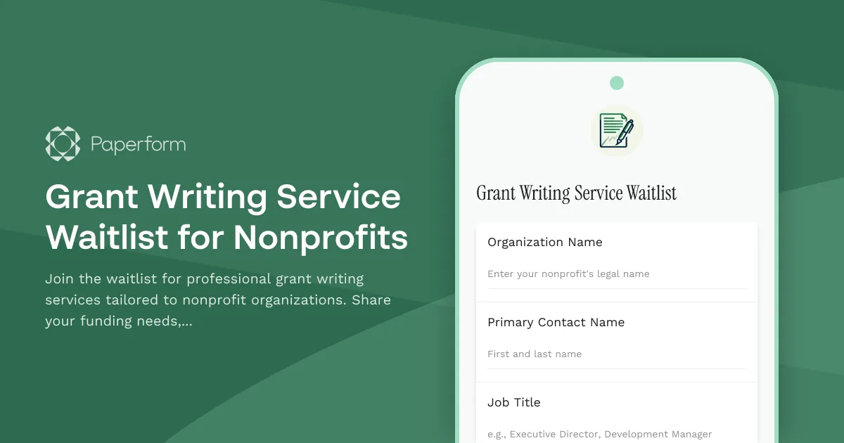 Grant Writing Service Waitlist for Nonprofits