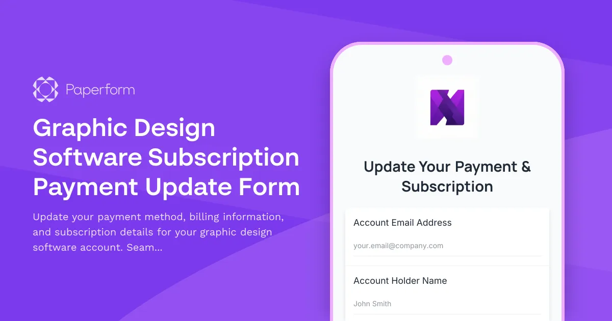 Graphic Design Software Subscription Payment Update Form