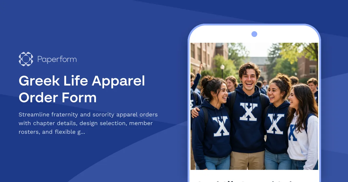 Greek Life Apparel Order Form