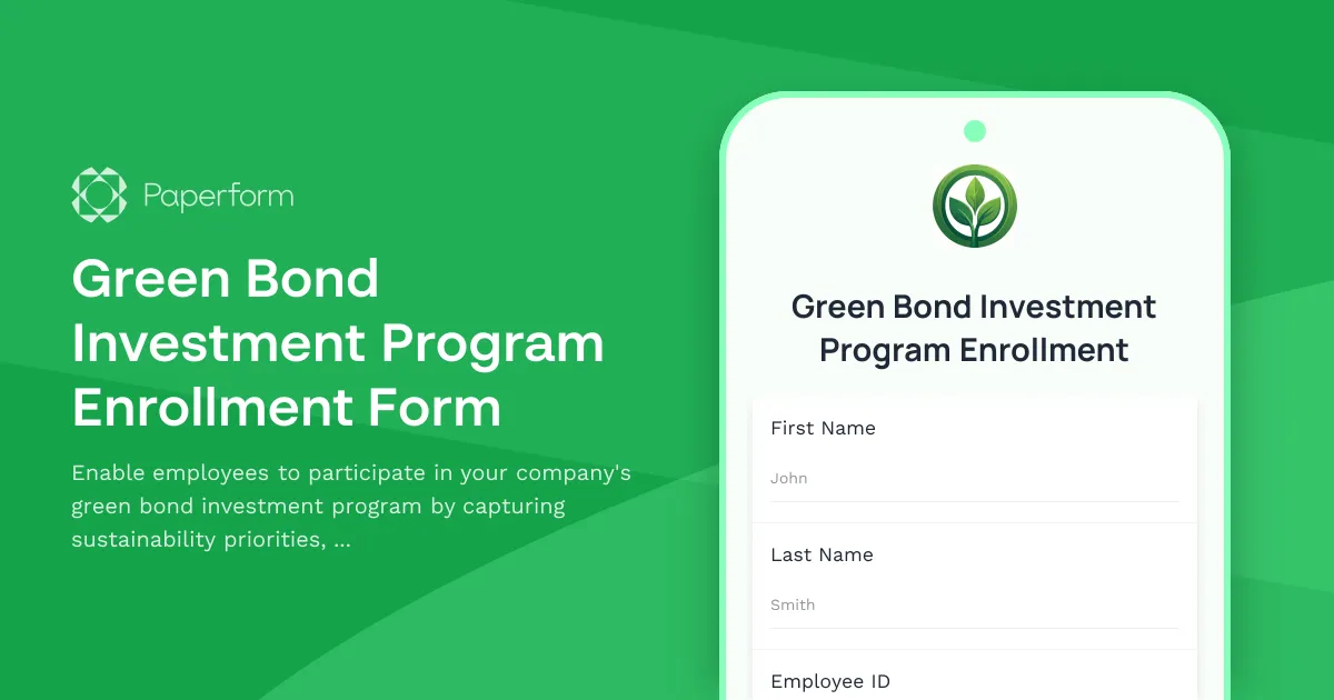Green Bond Investment Program Enrollment Form