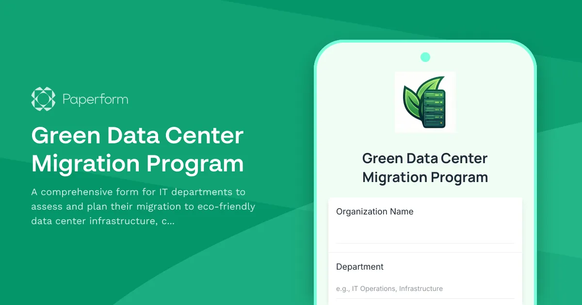 Green Data Center Migration Program