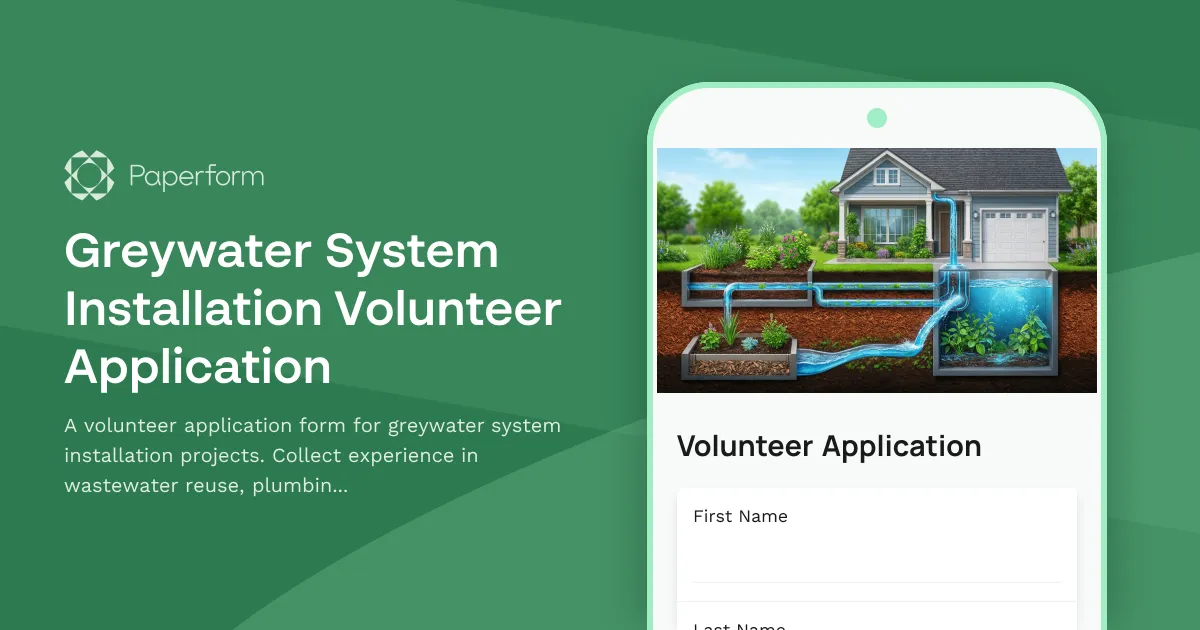 Greywater System Installation Volunteer Application