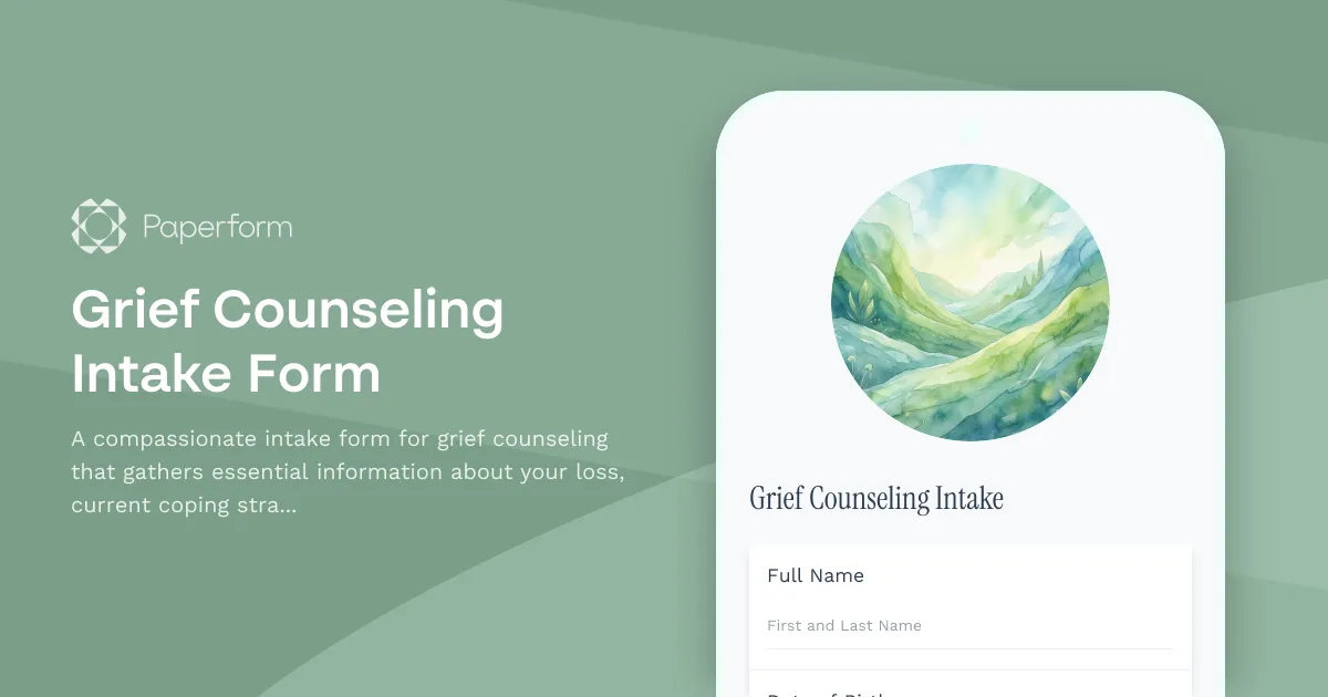 Grief Counseling Intake Form