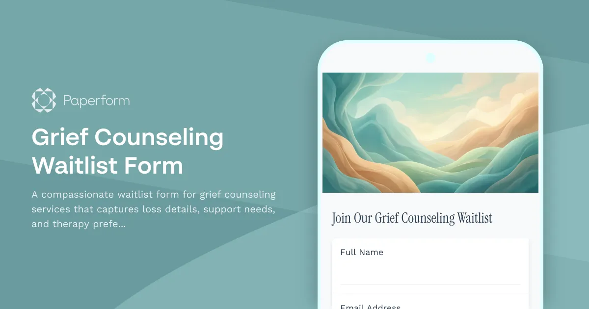 Grief Counseling Waitlist Form