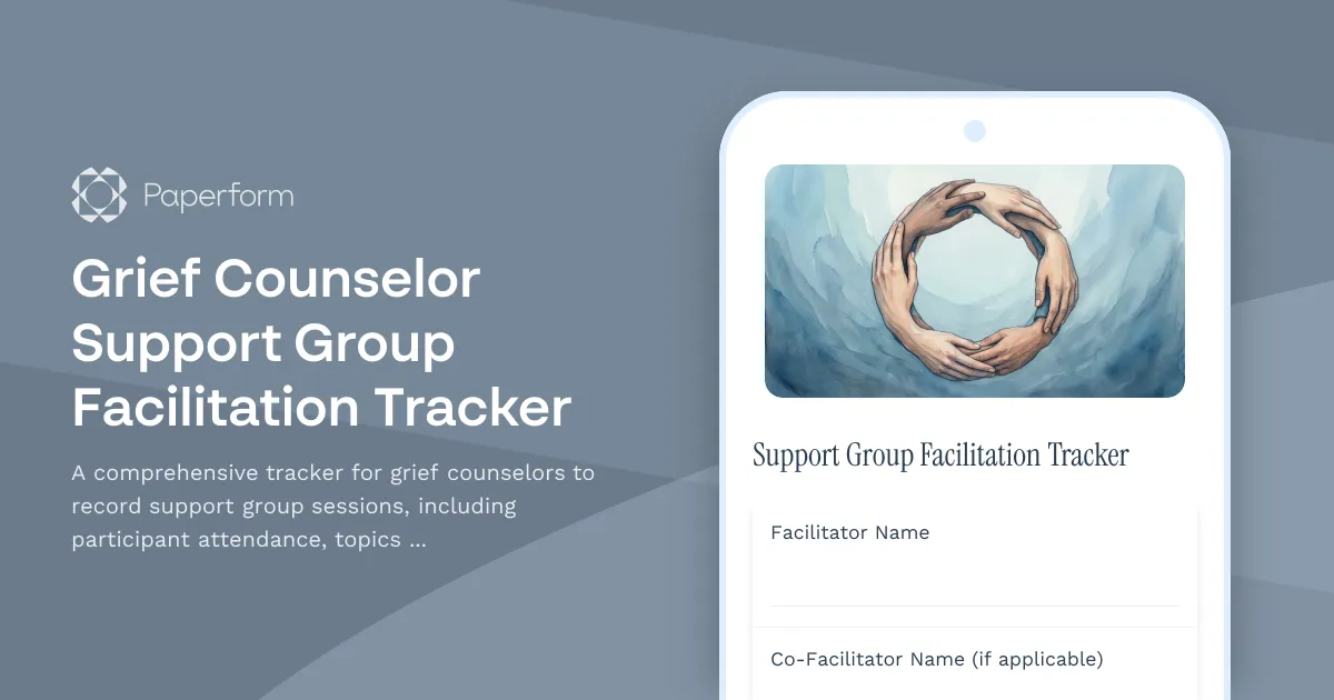 Grief Counselor Support Group Facilitation Tracker