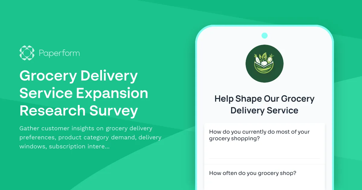 Grocery Delivery Service Expansion Research Survey