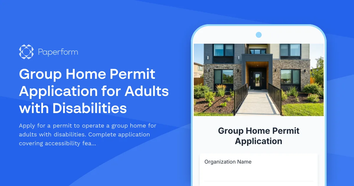 Group Home Permit Application for Adults with Disabilities