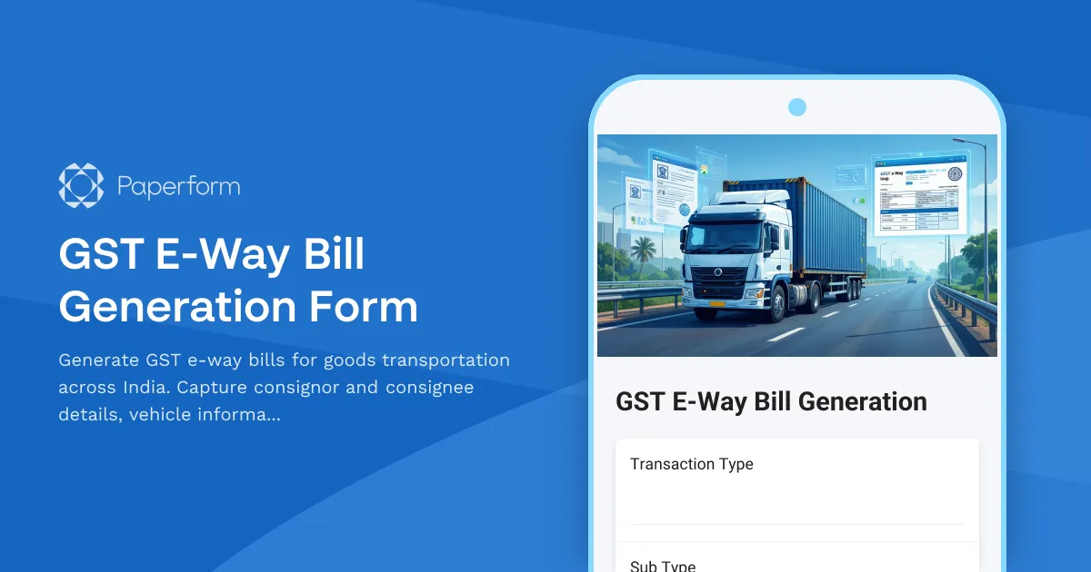 GST E-Way Bill Generation Form