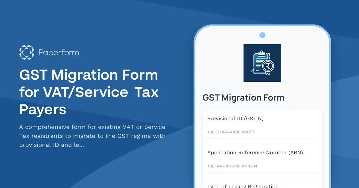GST Migration Form for VAT/Service Tax Payers