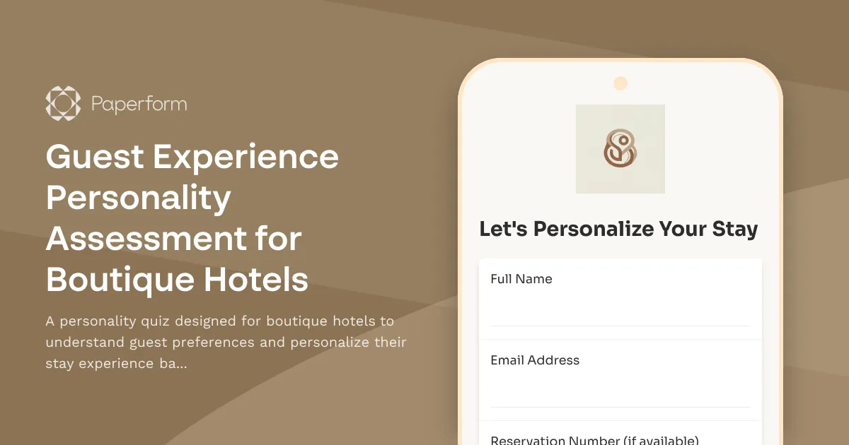Guest Experience Personality Assessment for Boutique Hotels
