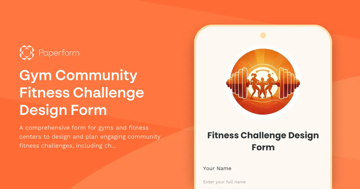 Gym Community Fitness Challenge Design Form
