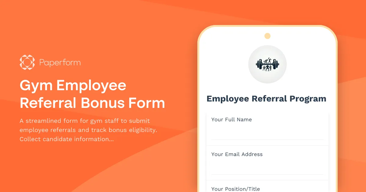 Gym Employee Referral Bonus Form