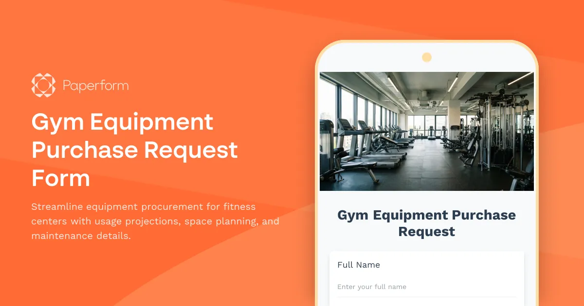 Gym Equipment Purchase Request Form