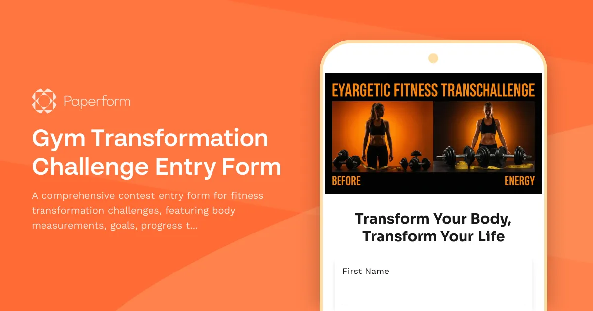 Gym Transformation Challenge Entry Form