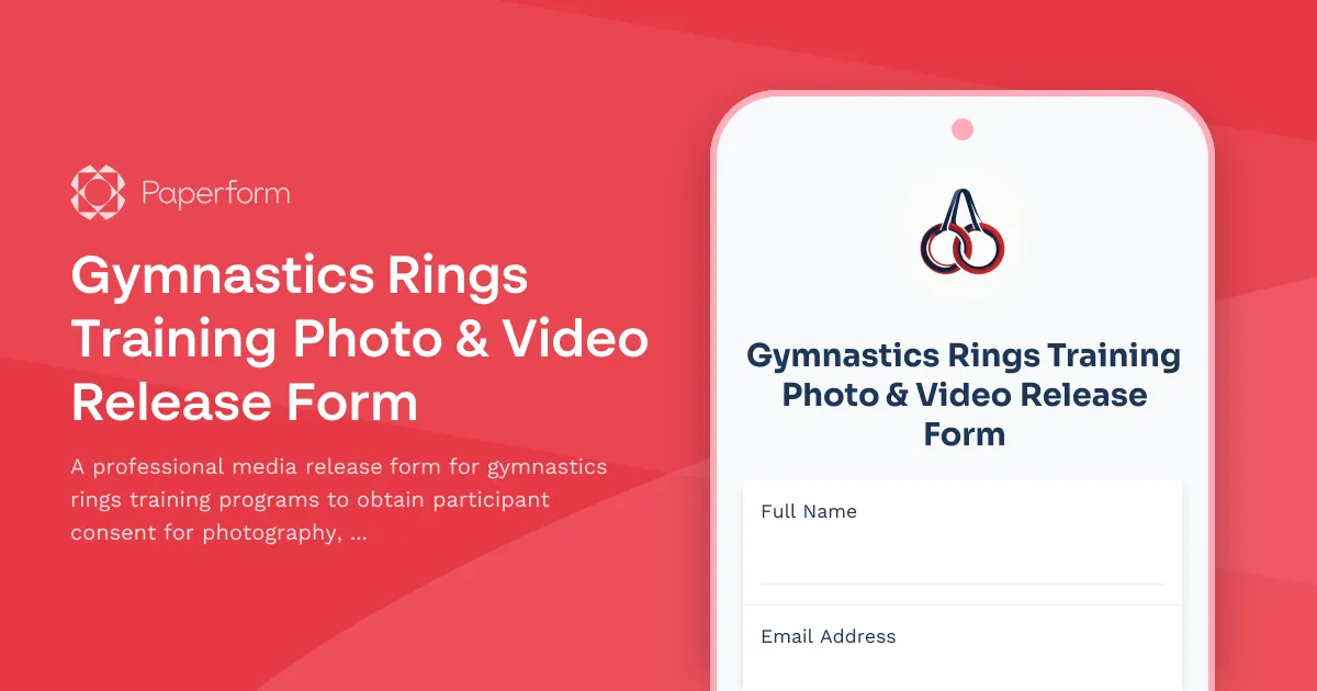 Gymnastics Rings Training Photo & Video Release Form
